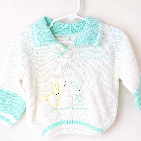 Other - Vintage Baby Bunny Knit Sweater | 6–12 Months | Collared | Great Condition
